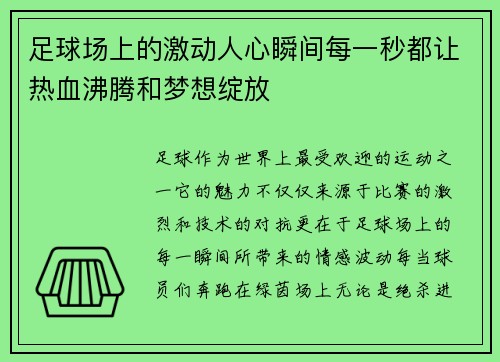 足球场上的激动人心瞬间每一秒都让热血沸腾和梦想绽放